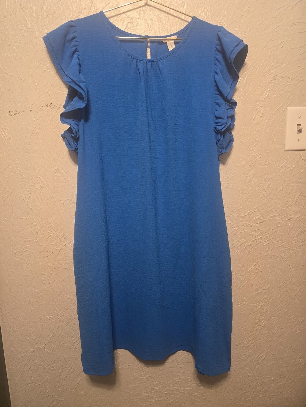 Cato Blue Flutter Sleeve Pocket Midi Dress Women's Large